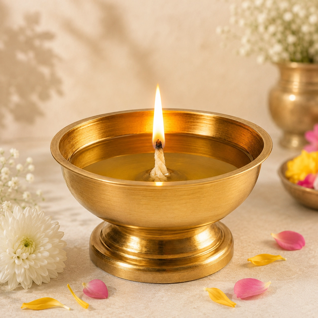 Traditional Brass Diya for Daily Puja