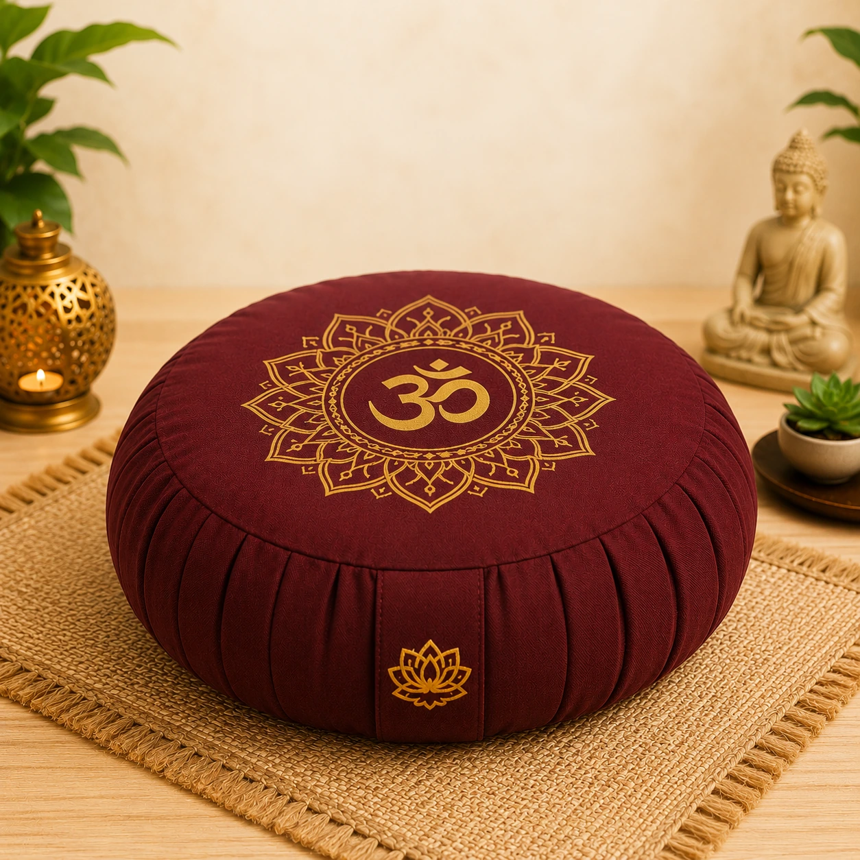 Premium Meditation Cushion (Zafu) with Sacred Om Design