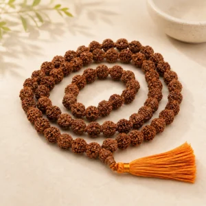 Natural Rudraksha Japa Mala (108 Beads) for Meditation & Spiritual Practice