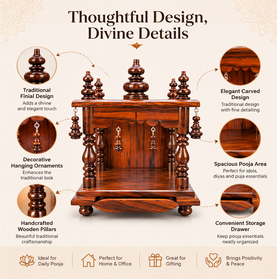 Premium Wooden Puja Mandir - Handcrafted Home Temple - Image 2