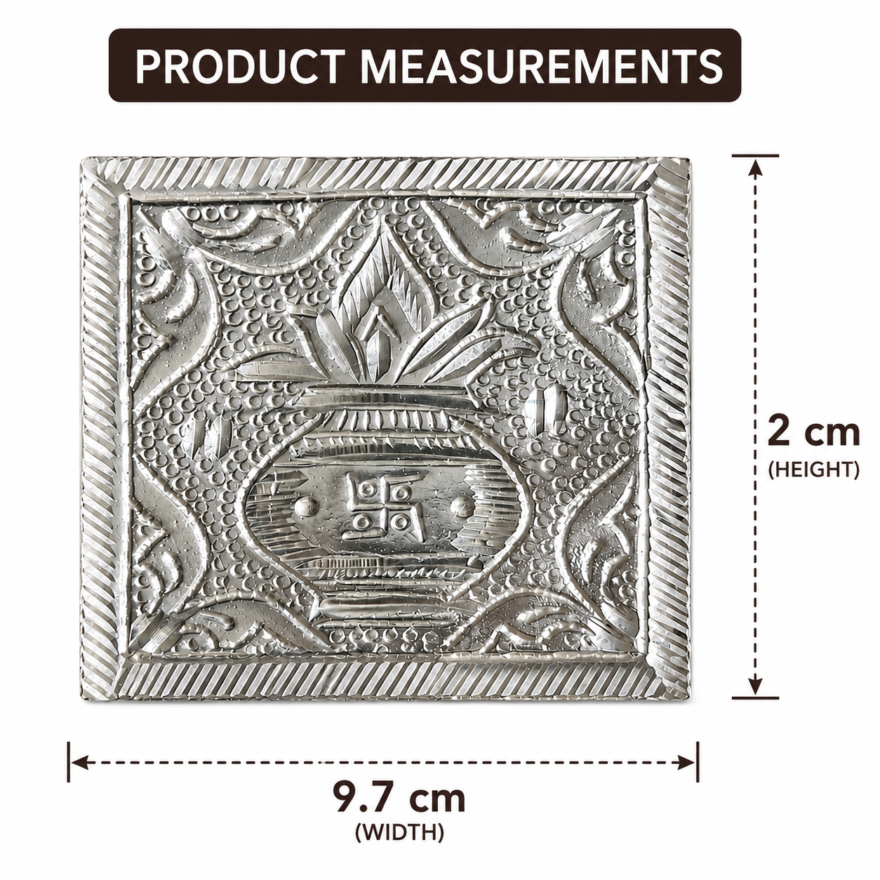 Premium Silver-Plated Pooja Chowki with Shree Yantra Design – Traditional Sacred Platform for Idol Placement, Home Temple & Religious Rituals | 12 x 3 cm | - Image 3