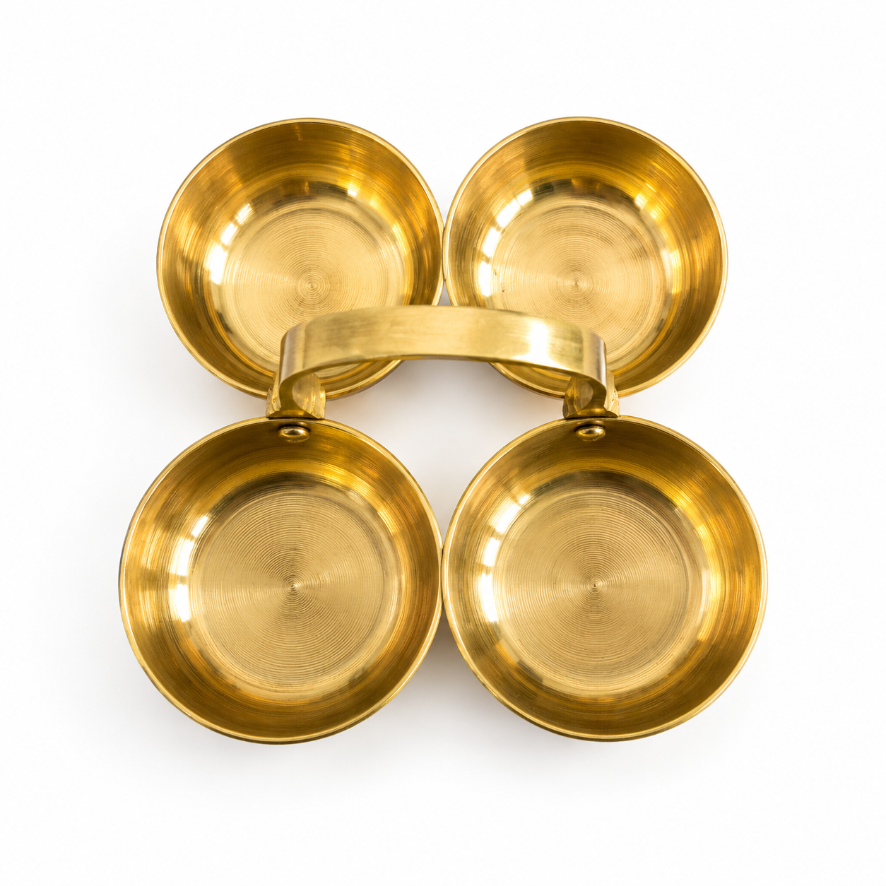 Premium Brass Chopada for Pooja | Traditional 4 Bowl Kumkum Haldi Holder with Handle | Puja Accessories for Home Temple & Religious Ceremonies | 7.5 x 7.5 x 2.5 cm | - Image 5