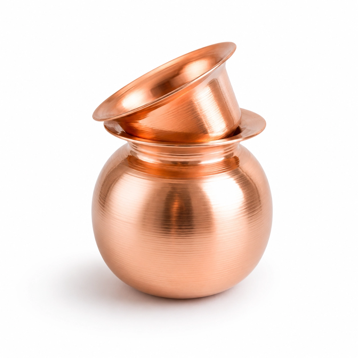 Premium Small Size Copper Kalash | Copper Lota-Pela Set for Puja Rituals | Puja Essentials for Home Mandir | Tamba Lota for Water | 10 X 10 X 8 cms | Small Size - Image 2