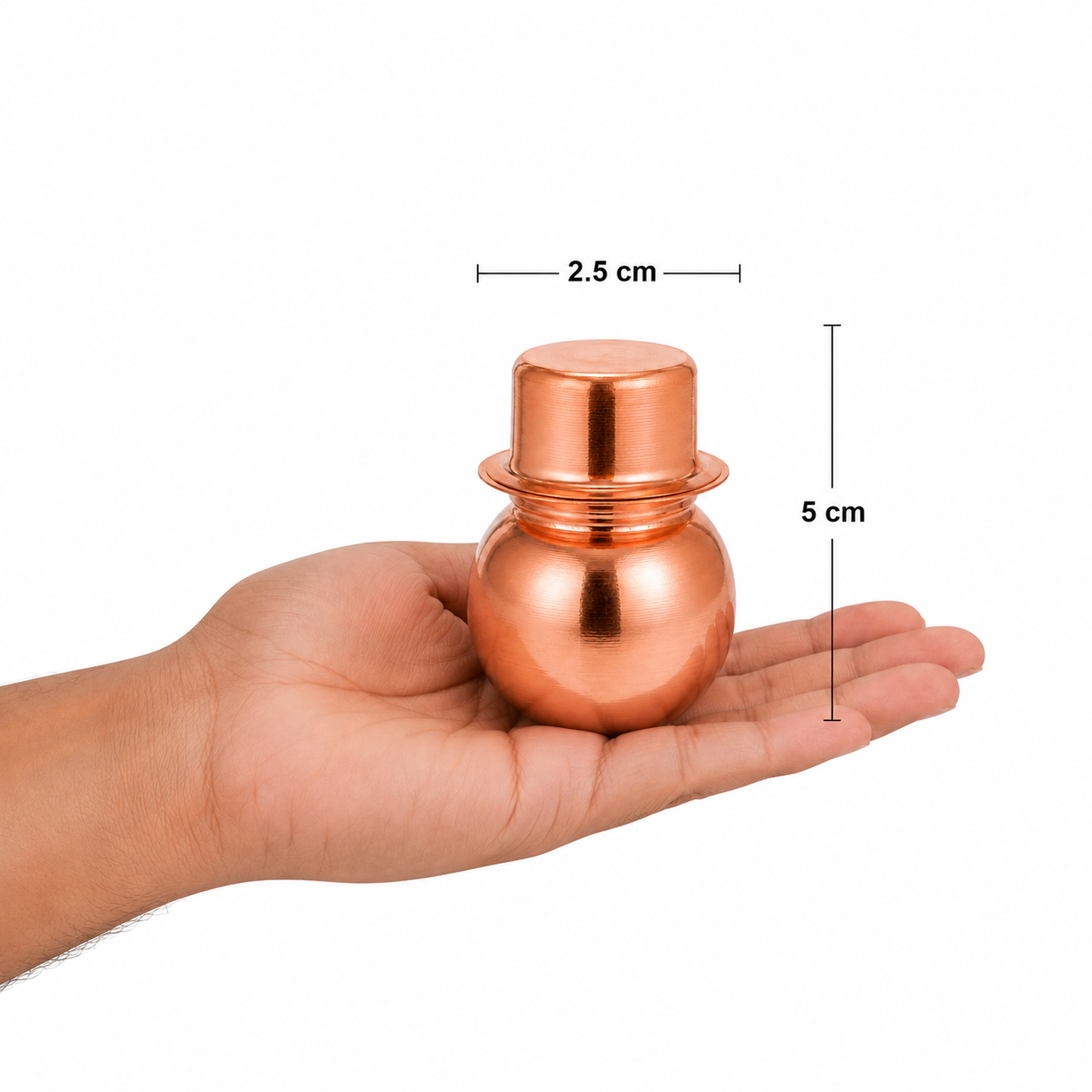 Premium Small Size Copper Kalash | Copper Lota-Pela Set for Puja Rituals | Puja Essentials for Home Mandir | Tamba Lota for Water | 10 X 10 X 8 cms | Small Size - Image 3