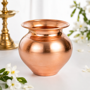 Premium Pure Copper Pooja Kalash – Traditional Hindu Kalash for Daily Worship, Griha Pravesh, Festivals & Auspicious Religious Ceremonies | 10 x 9.5 cm |