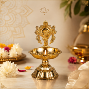 Premium Brass Shankh Deepam – Traditional Indian Oil Lamp for Pooja & Festive Decor | Brass Shankh Diya – Traditional Conch Design Diya for Pooja, Home Temple & Festive Decoration | 10 x 5 cm |